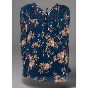 Sundance Highland Garden Tunic Top Silk Embroidered Lined Long Sleeve Floral (S)
